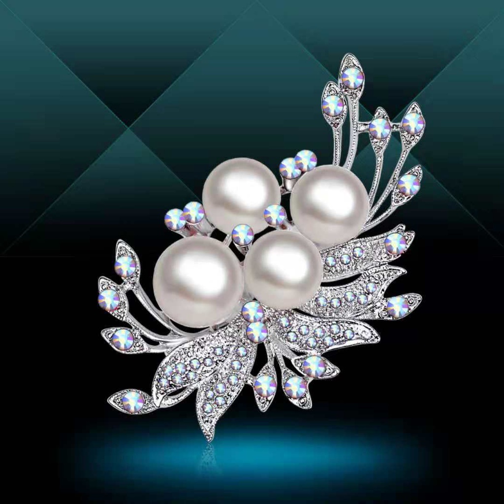 Bros Pin Bahan Alloy Hias Mutiara Berlian Imitasi Gaya Korea Untuk Pakaian