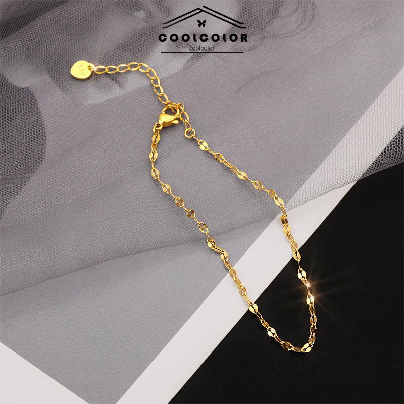 COD❤️Anklet Emas 18K Wanita Titanium Steel Fairy Sederhana Tidak Memudar Rantai Tipis- cl