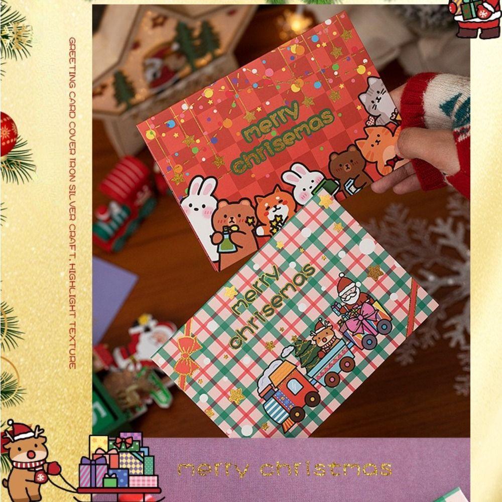 Lanfy Kartu Ucapan Dengan Amplop Snowman Family Marry Christmas New Year Hadiah 3D Pop Up Santa Claus Thank You Card