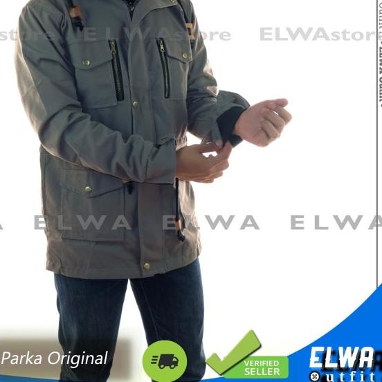 Jaket Parka Kanvas Pria / Cowok Original Distro - Green Army - Navy