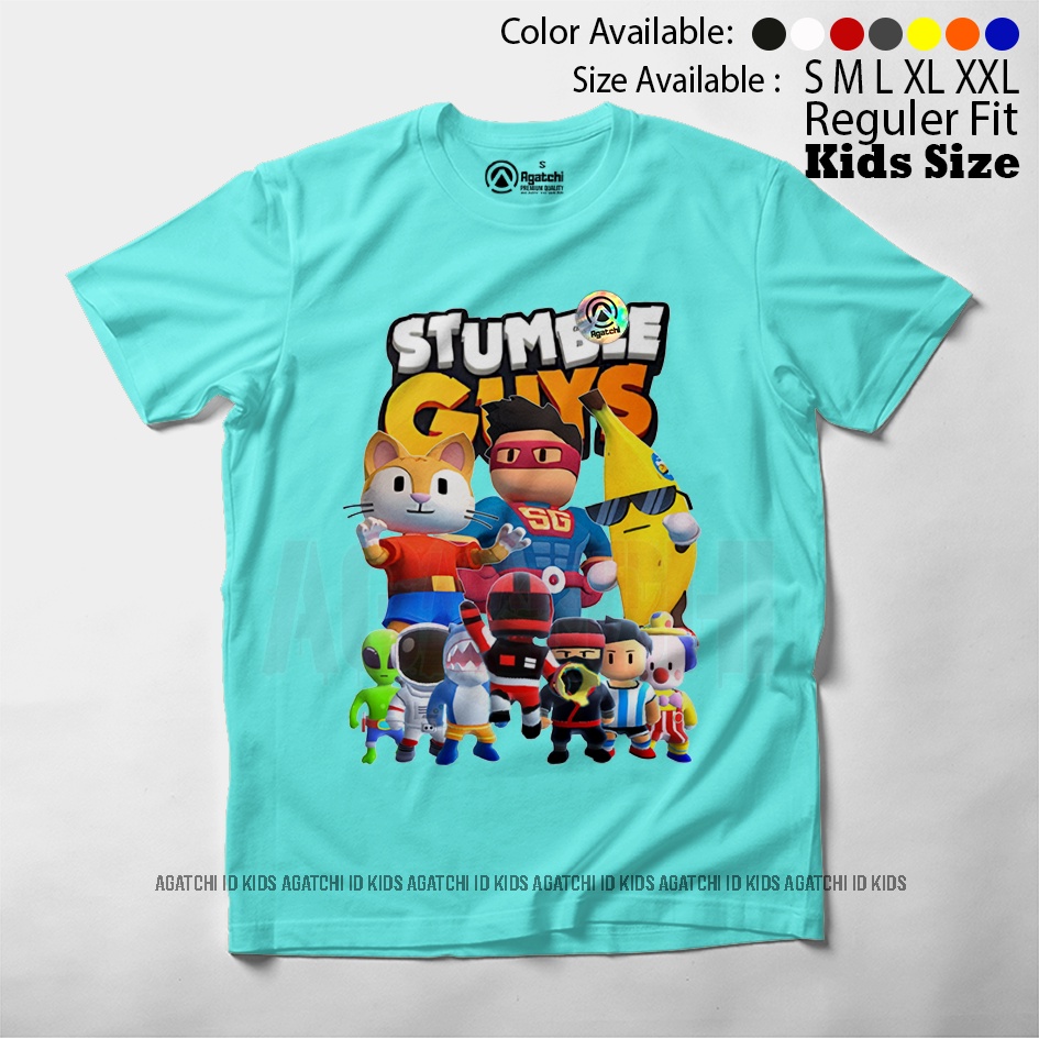 Baju Kaos Atasan Anak Laki - Laki Agatchi Motif Stumble Guys V4