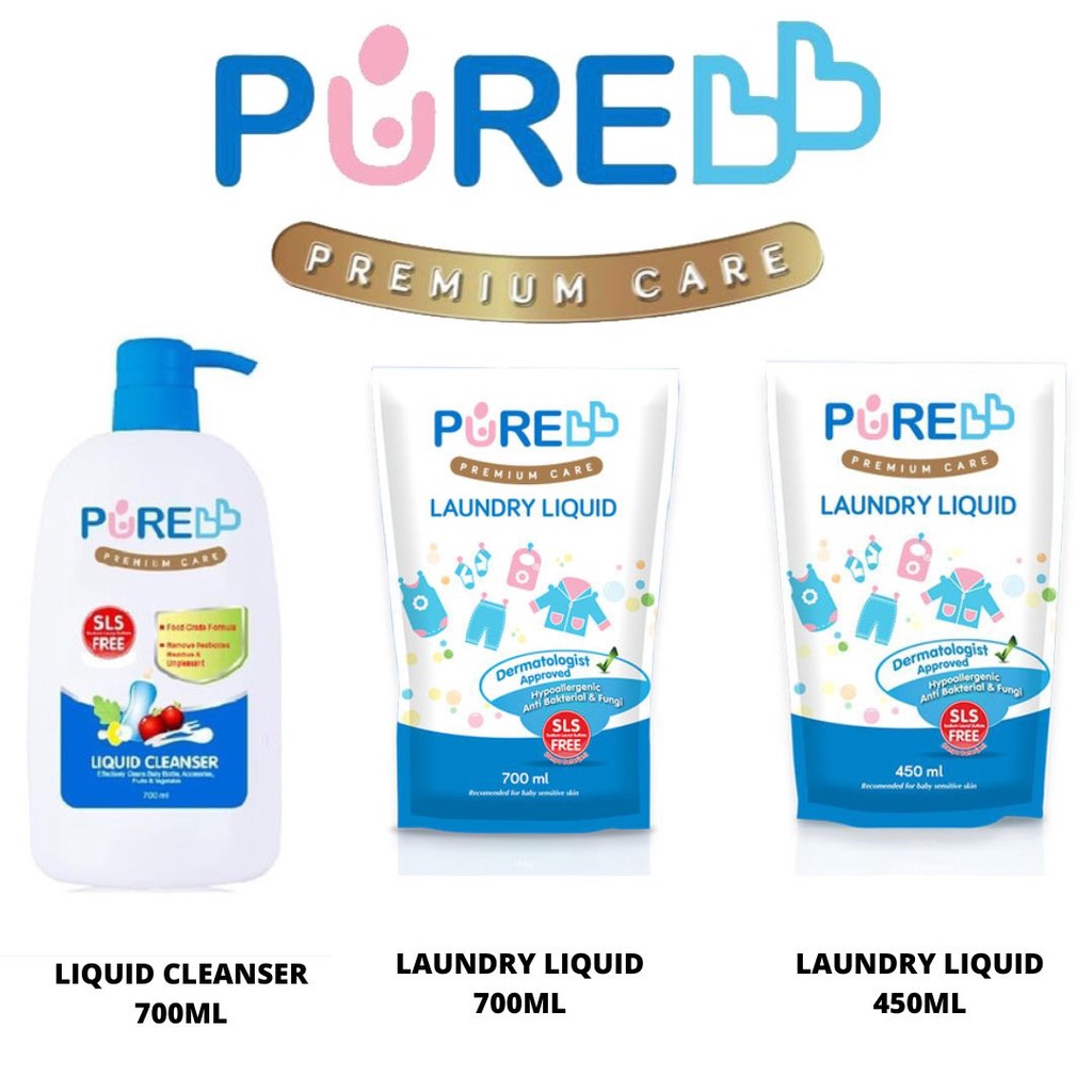 *Lailaiorire*PureBB Pure bb Pure Baby Premium Care Liquid Cleanser 700 ml Pump / Refill / Liquid Laundry Detergent 700ml 450ml 900ml Refill / PureBB Detergent / PureBB Cuci Botol