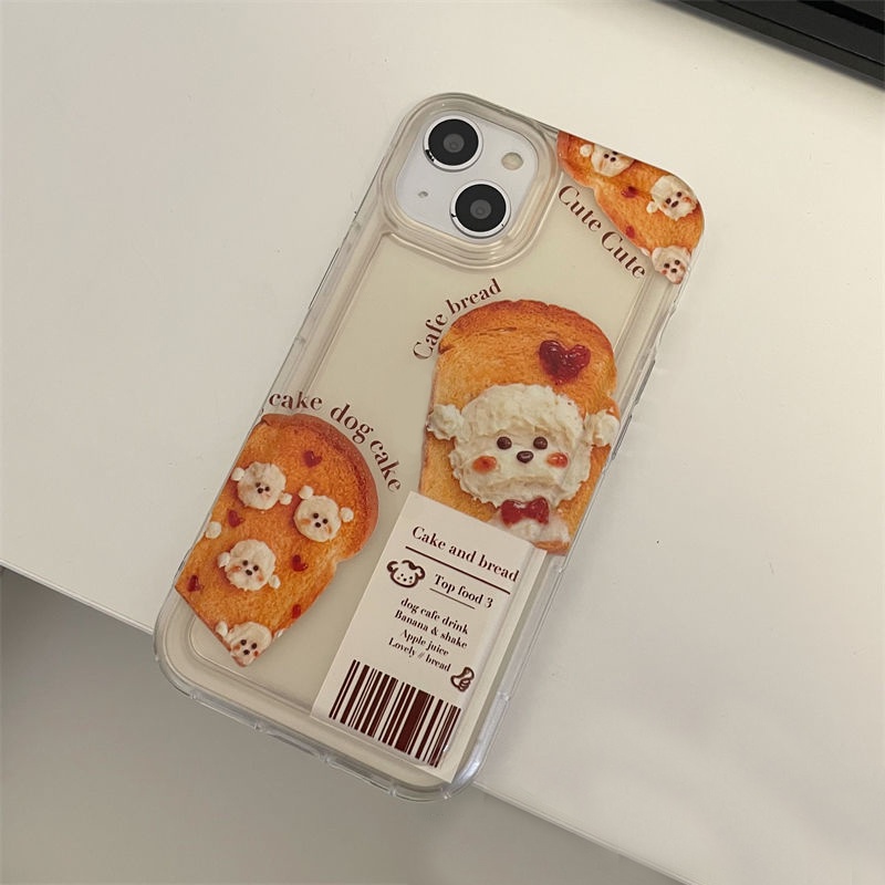 Soft Case Silikon TPU Transparan Motif Anjing Roti Untuk IPhone 14 13 12 11 Pro XS Max XR X 8 7 6 6S Plus