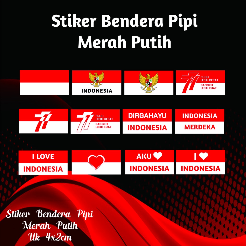 Stiker pipi Bendera Merah Putih/Stiker kemerdekaan/Dapat semua gambar