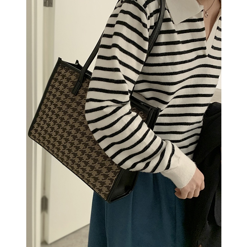 Suhao all-match tas kapasitas besar wanita 2021 baru trendi fashion plaid tote bag tas niche bahu underarm