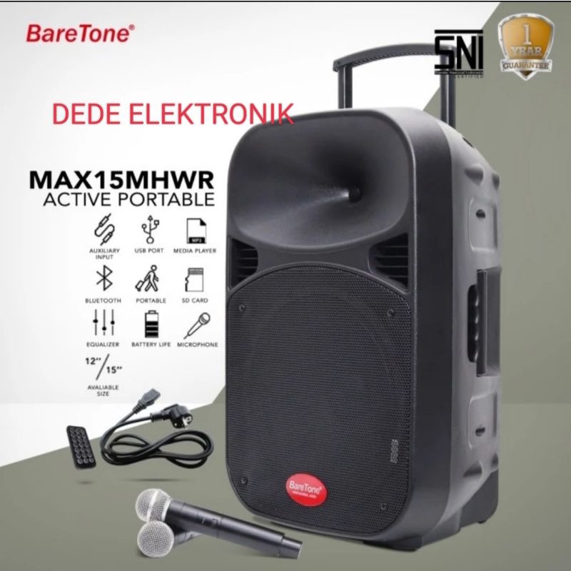 SPEAKER PORTABEL BARETONE MAX 15 MHWR || SPEAKER BARETONE 15 INCH ORIGINAL