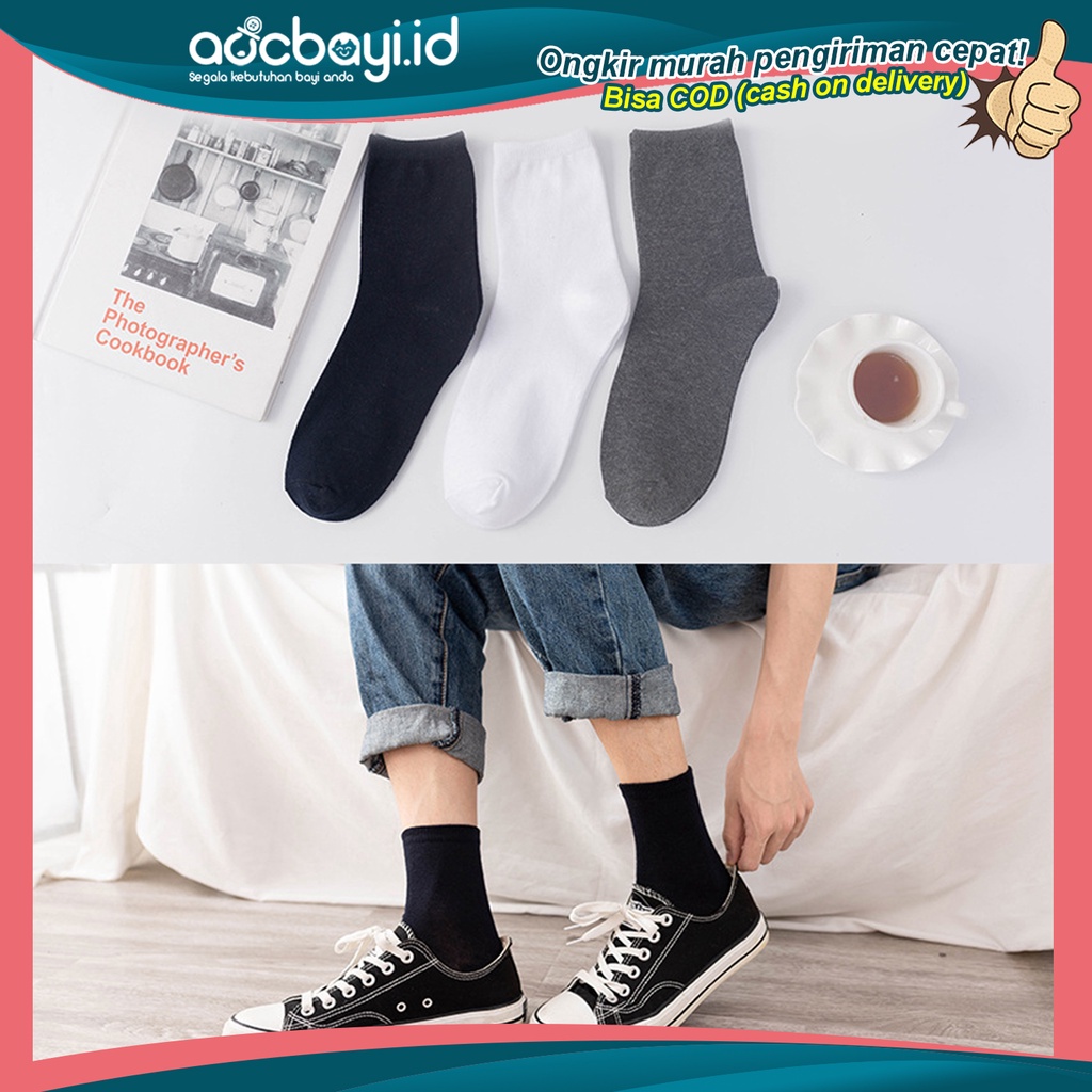 ☀ACCBAYI☀ KK03 Kaos Kaki Olah Raga Polos Pria Wanita Motif Extra Panjang Diatas Mata Kaki Kaoskaki Office Kantoran Fashion