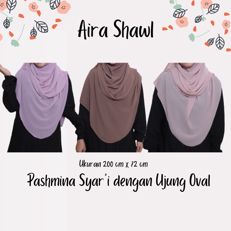 Pashmina Syar’i Hijab Malaysia Ceruty Ujung Oval Curve Aira Shawl (BELI 3 LEBIH HEMAT)