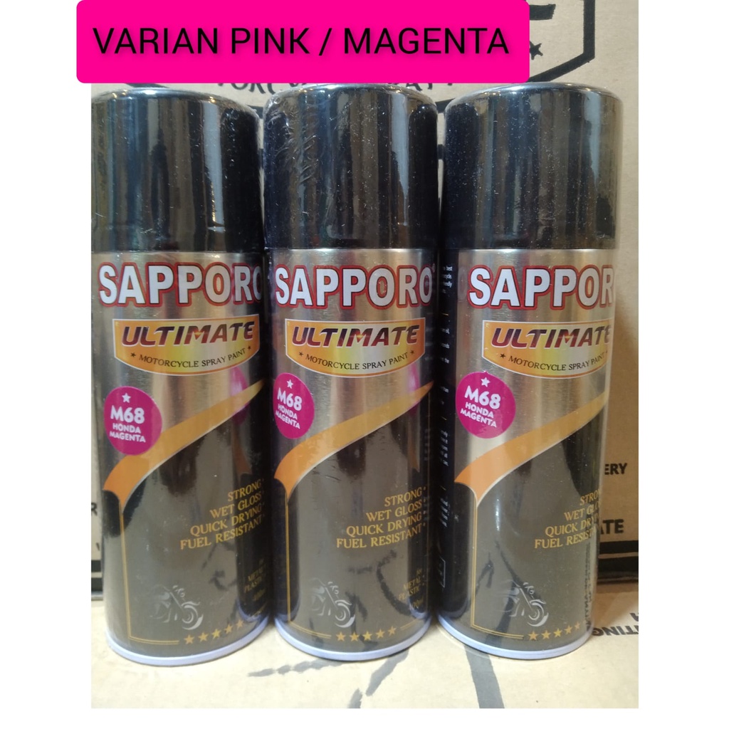 pilok pilox cat semprot sapporo ultimate 400ml varian pink merah muda merah magenta honda magenta ul