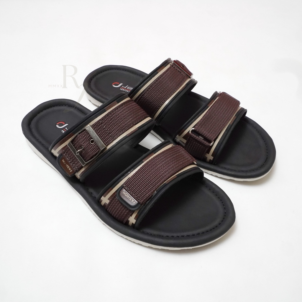 JEDDI [BRB 201] Sendal Selop Ban 2 Pria Sandal Slip On Pria Kasual Slide Sandal Selop Gesper Pria