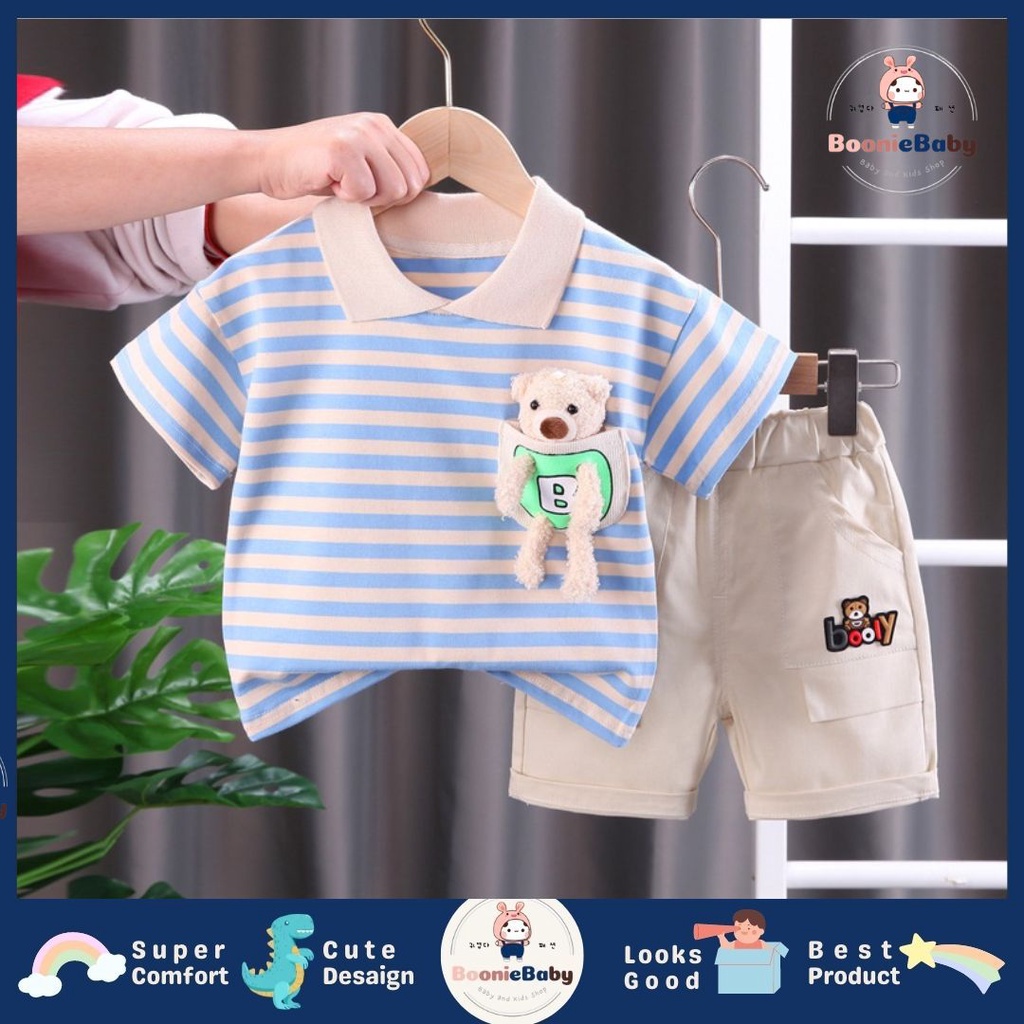 boonie SET BOOLY BEAR 8546 EBV Setelan Bayi Laki-laki Lengan Pendek