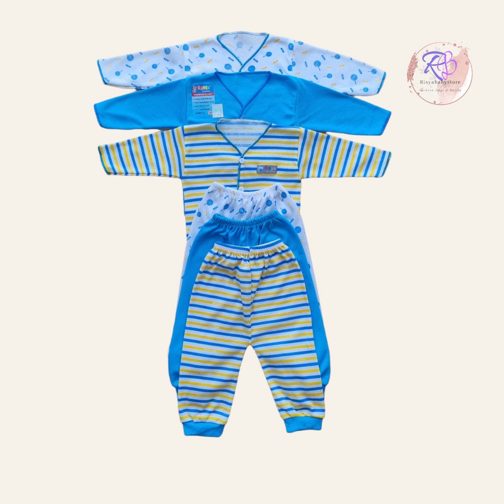 6 pcs / 3 setelan baju bayi lengan panjang SNI variasi lengkap / 3 stel baju bayi newborn / 3 pcs celana panjang bayi /3 baju bayi lengan panjang