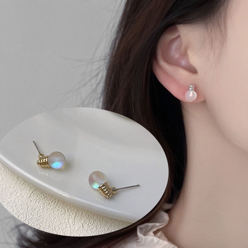 Anting Stud Bentuk Bohlam Lampu Kecil Bahan Resin Gaya Korea Untuk Wanita