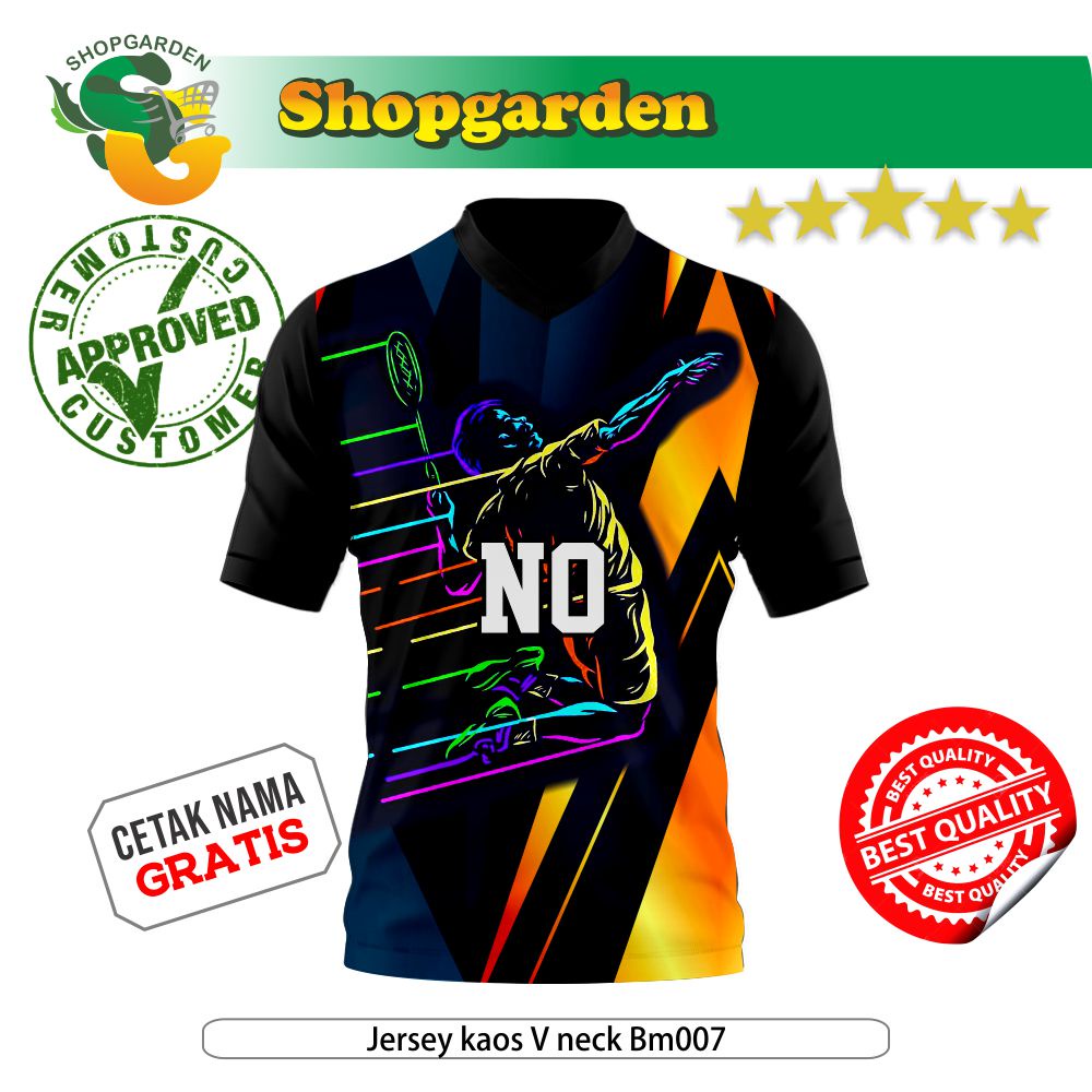 Baju Jersey Kaos Badminton V nek BM007 Kaos Jersey Dewasa Premium Size Jumbo | SHOPGARDEN