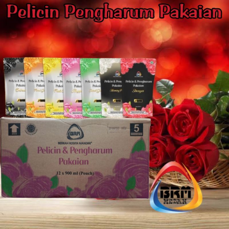 PROMO Grosir Parfum Laundry Mawar : BRM Medan : Kemasan Refill isi ulang 900 ml Dus Isi 12 Pouch dus