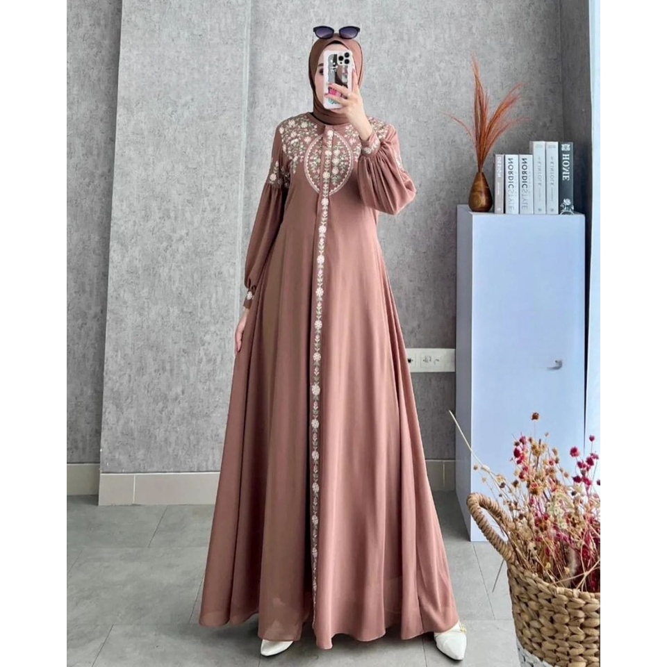 Baju Diandra Long Dress Maxi Bordel Gamis Pesta Modern Gaun Kondangan Polos Matt Ceruty Babydoll Pre