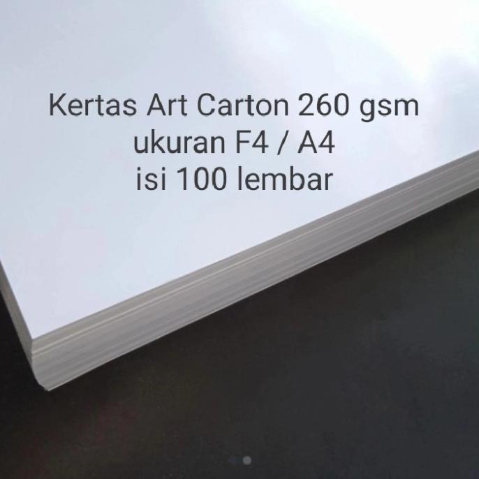 

PROMO Kertas Art Carton 260 gsm ukuran Folio F4 / A4 isi 100 lembar