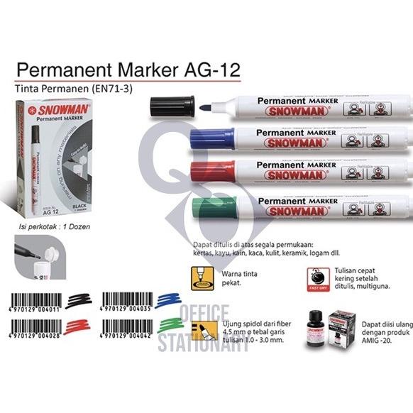 

Spidol Snowman AG 12 AG12 Permanent Permanen Selusin