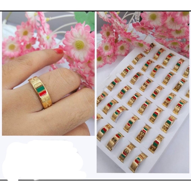 CINCIN TITANIUM GROSIR 1 BOX ISI 36 PCS UKURAN 16 SAMPAI 19 / MOTIF GOLD GCC / DUNIAGELANG