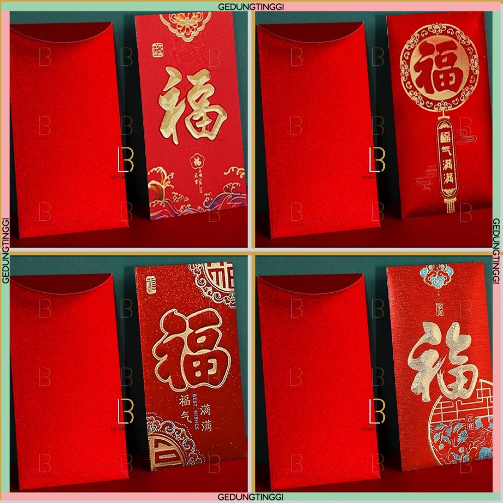 Kertas Dompet Amplop Angpao Angpau Ampau Ampao Ampau Hongbao Hongbau Netral Fu Fuk Hoki Hook Imlek Ukuran Size Panjang Pendek Tahun Baru Cina China Chinesse New Year Shio Sio Kelinci Rabbit CNY 2023 Merah Gold Emas Mate Doff Murah Premium 1 Pack Pak Set