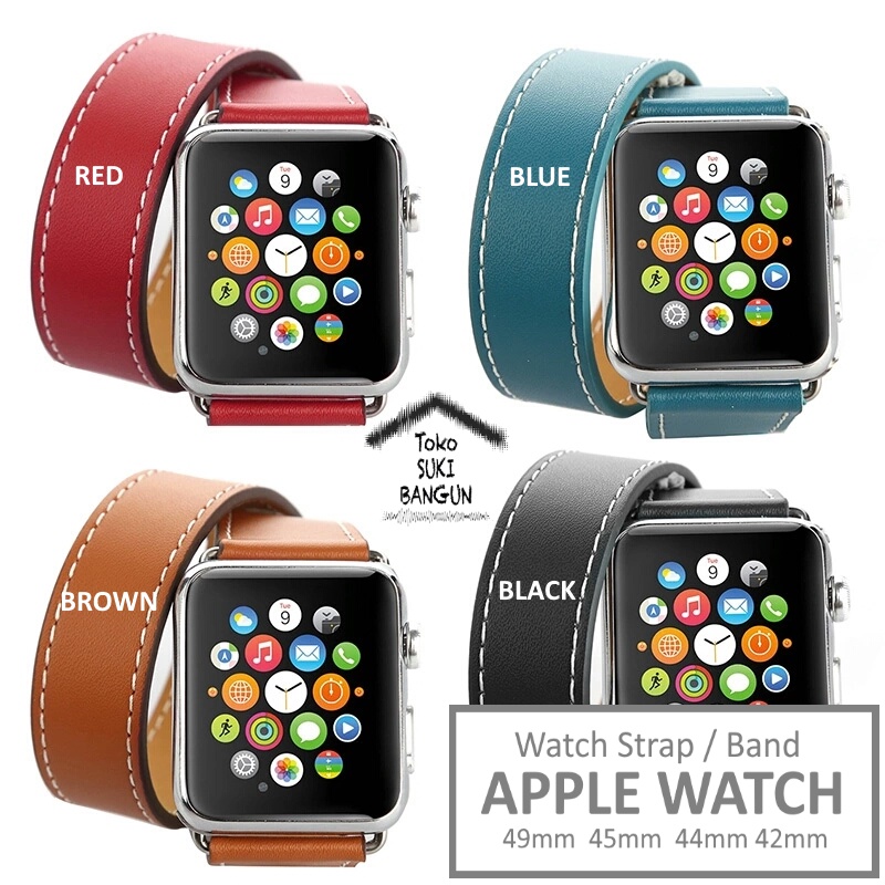 Strap iWatch Series Ultra 8 7 6 5 4 3 2 1 49mm 45mm 44mm 42mm TALI JAM DOUBLE TOUR Leather Strap Band