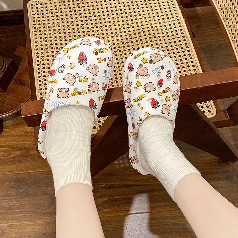 Gobra ♕ SA020 Sandal Soft Slip On Import Sendal Rumah Motif Bear Cute Fashion Korea Wanita Bahan Rubber Anti Sakit