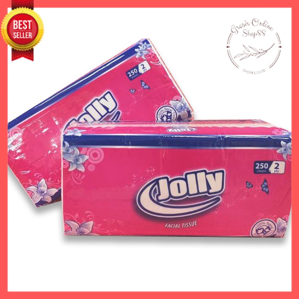 GOS -F107- Tisu Jolly 2 Ply - Tissue Facial 250 Sheets 1 Pack