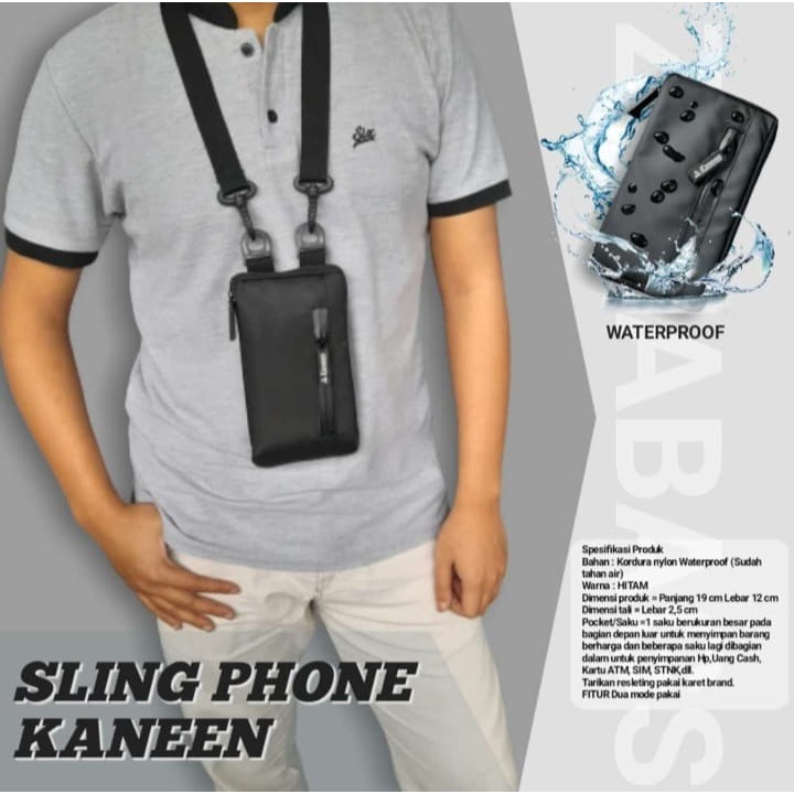 Tas Dompet Selempang Hp Pria / Tas Hp Waterproof Kaneen