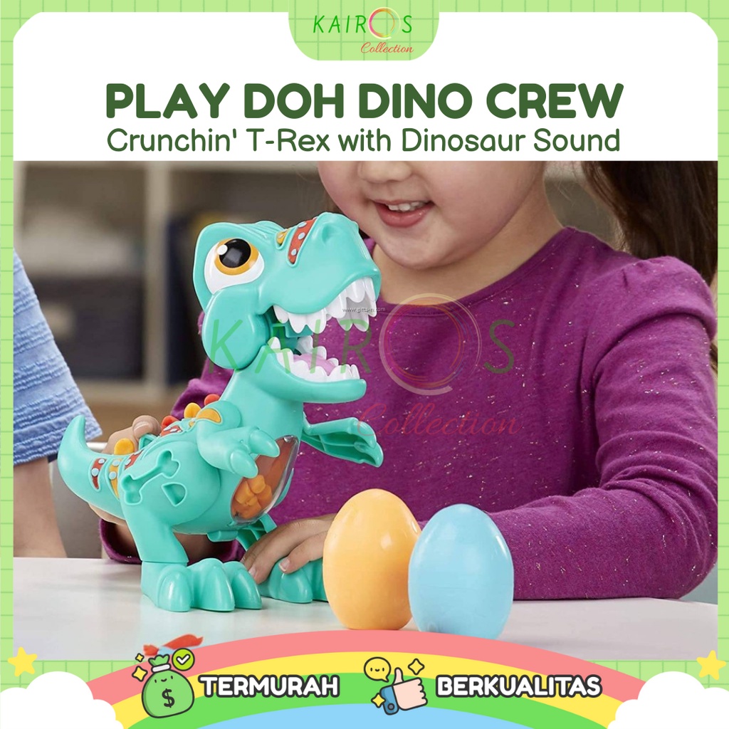 Play Doh Dino Crew Crunchin' T-Rex with Dinosaur Sound &amp; 3 PlayDoh Egg Mainan Anak Dinosaurus