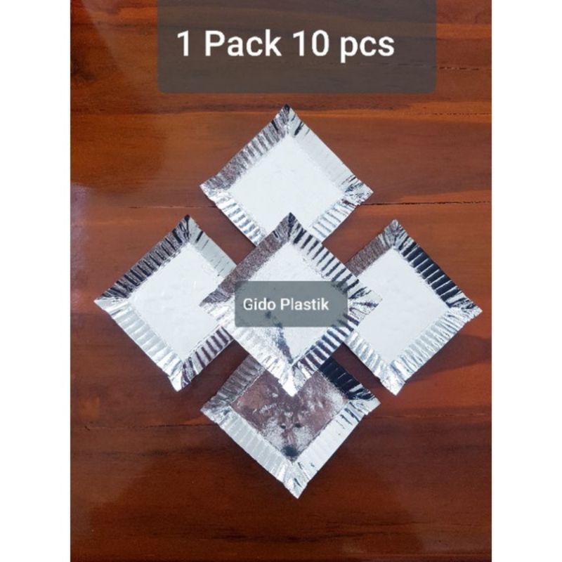 10 pcs Piring kertas perak ulang tahun kue,lepek snack/piring kertas