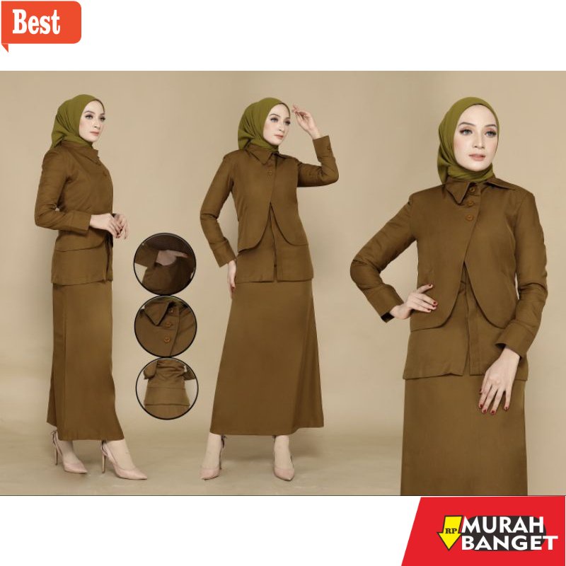 baju setelan wanita kekinian 2022 Baju kerja Dinas Seragam Pemda PNS wanita Krah Gotik