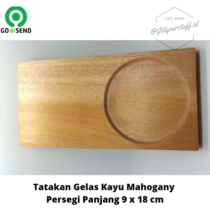 Tatakan Gelas Kayu Mahogani Persegi Panjang