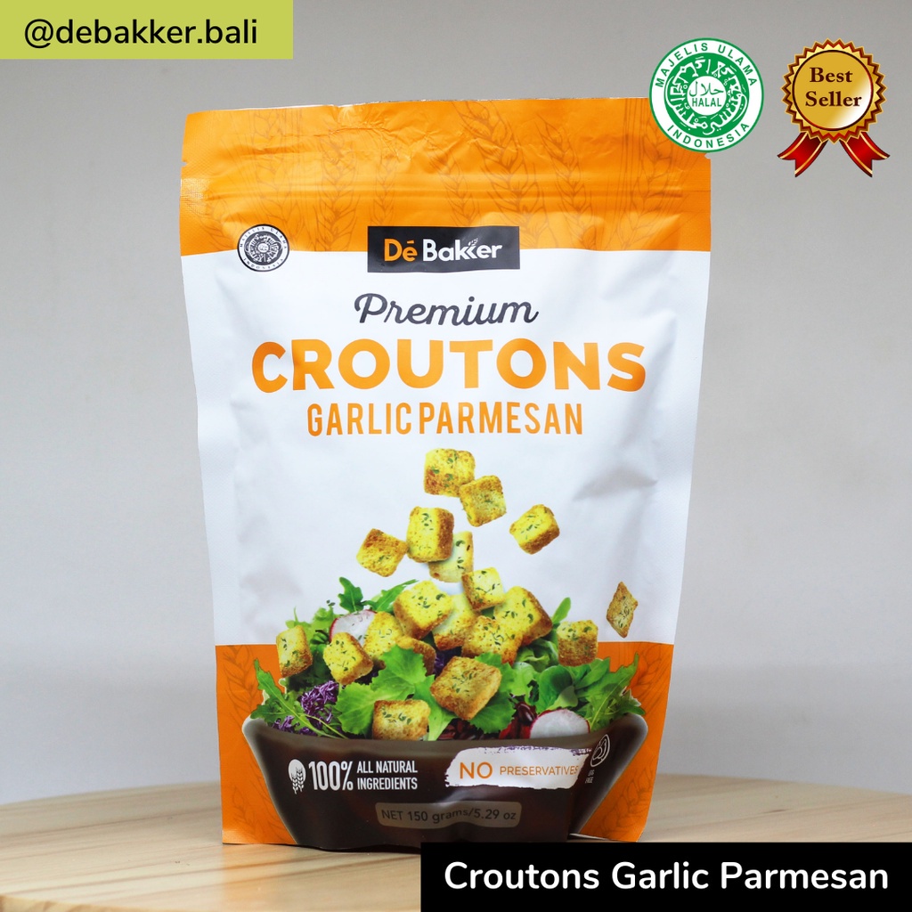 

Debakker store Croutons Garlic Parmesan - Healthy Food - Diet Snack - Egg Free - Snack Roti Bakery