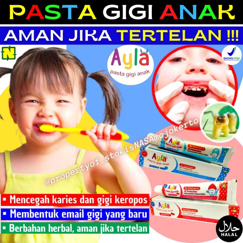 Pasta Gigi Anak 1 Tahun Aman Tertelan - Ayla Pasta Gigi Anak Nasa Original BPOM - Odol Anak 1 Tahun 