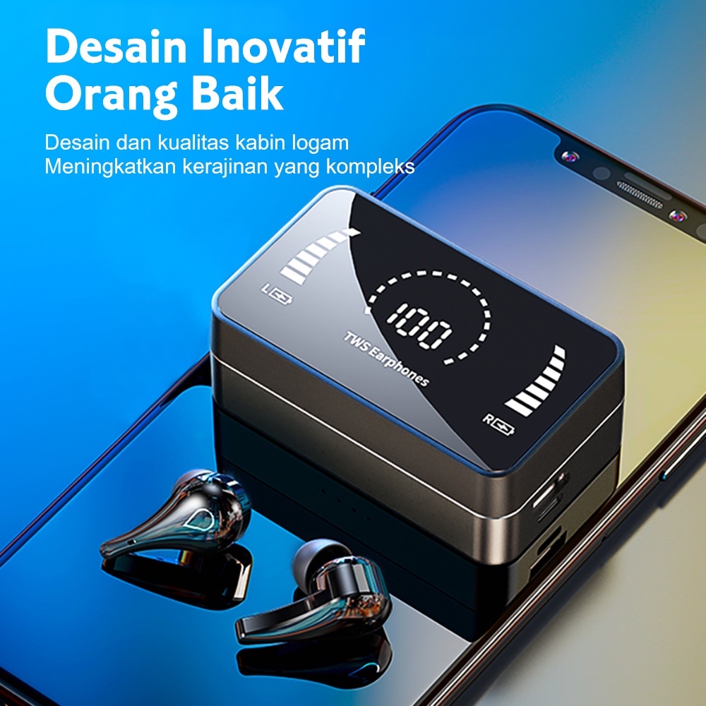 BH315 Headset bluetooth dengan Mikrofon 3500mAh Powerbank Earphone Olahraga Stereo 9D Tahan Air