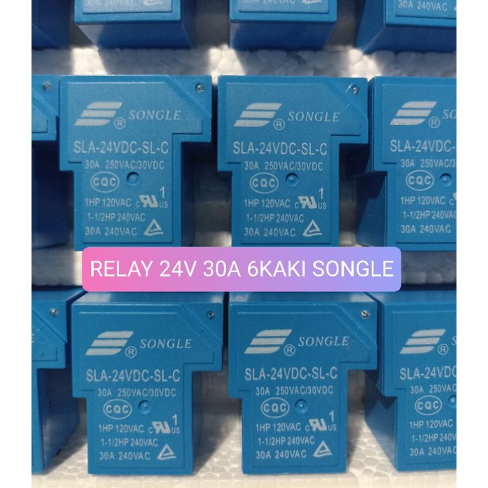RELAY 24V 30A SONGLE 6 KAKI RELAI 24 VOLT 30AMPERE 30 AMPERE 6PIN 240VAC 30VAC