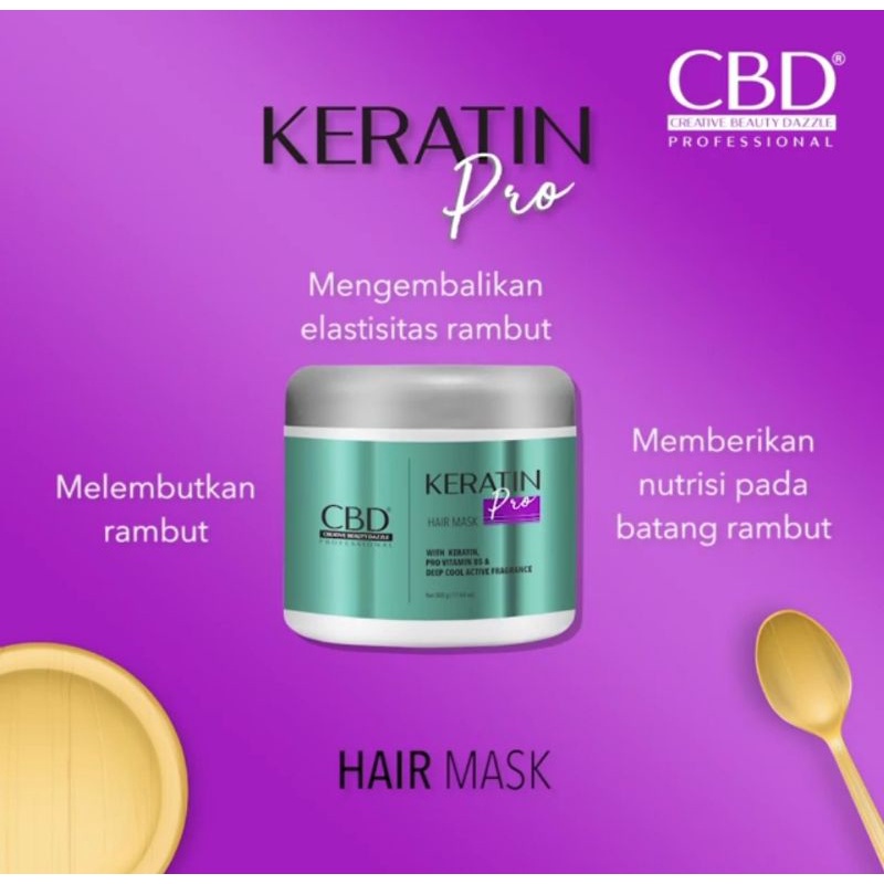 BPOM - CBD Professional Keratin Pro Hair Mask 250g&amp;500g | Keratin Pro Daily Hair Vitamin Spray 100ml | Shampoo 250g  | Conditioner 250g