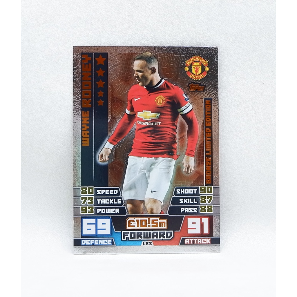 Kartu Bola Match Attax 2014/15 Manchester United Wayne Rooney Bronze Limited Edition