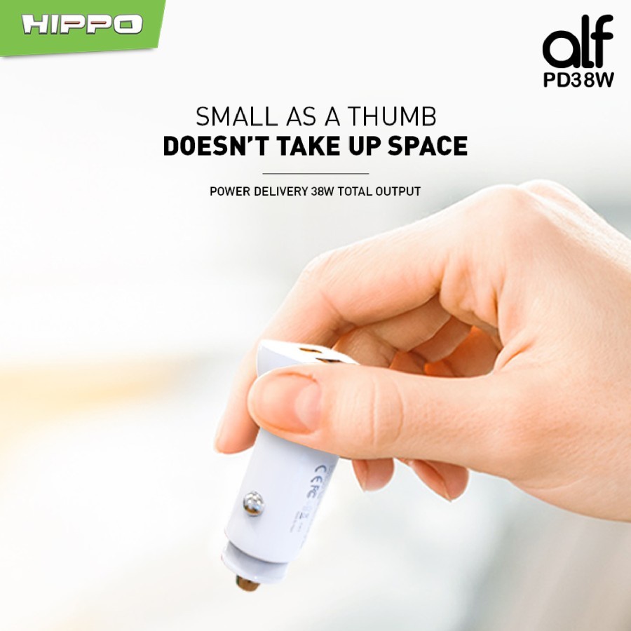 Hippo Car Charger Mobil ALF2 Quick Fast Charging + PD Total 38W ( SP )