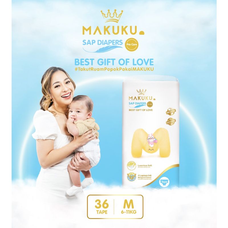 MAKUKU SAP DIAPERS PROCARE TAPE M36 POPOK PREMIUM