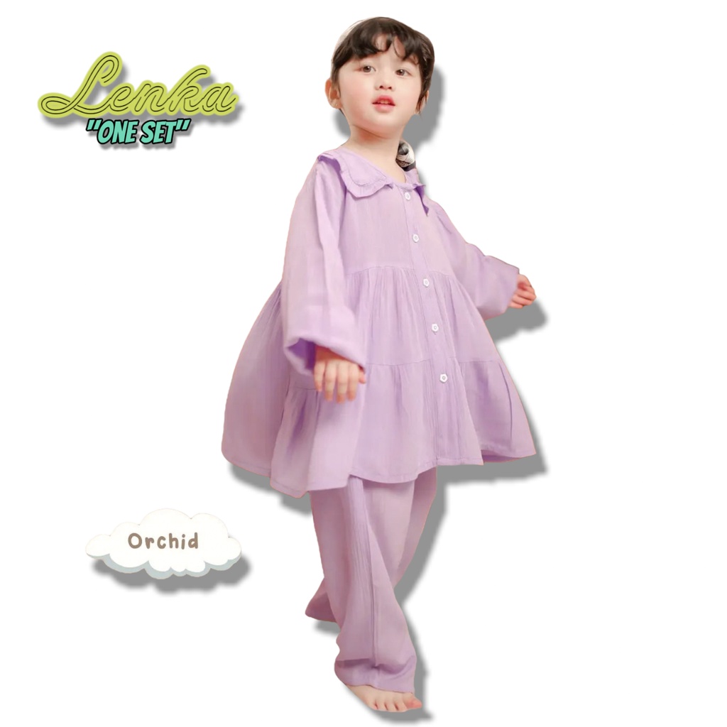 One Set Anak Perempuan / Setelan Baju Celana Anak Perempuan Warna Ungu Lilac Lavender / Baju Setelan