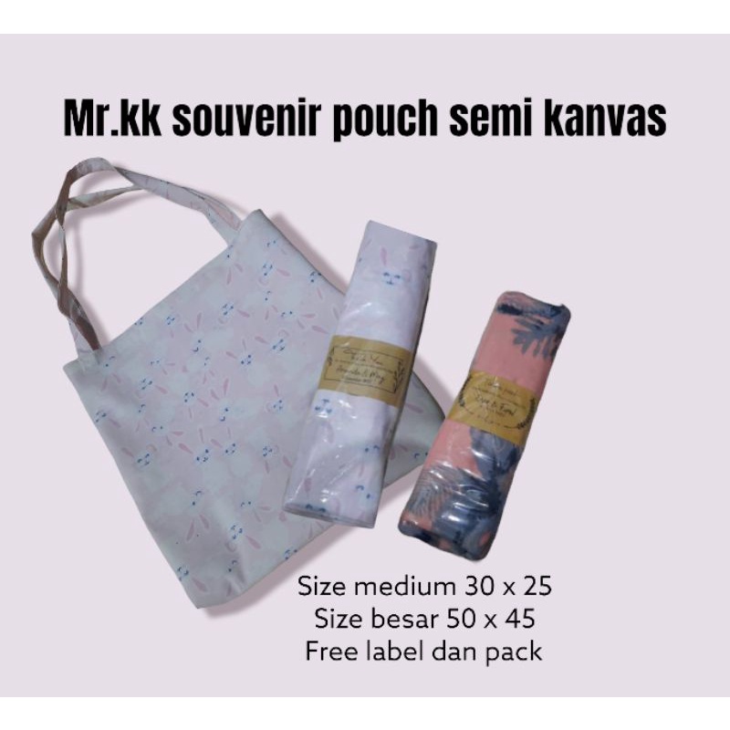 souvenir free label dan pack tote bag size medium dan jumbo bahan semi kanvas RANDOM MOTIF