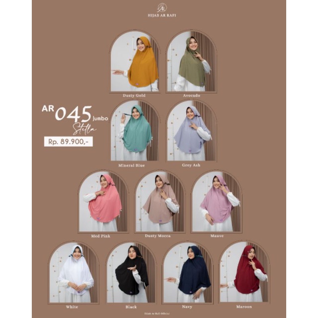 Ar 045 jumbo garis | Arrafi 045 jumbo | bergo jumbo serut arrafi