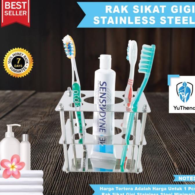 Rak Sikat Gigi Odol Stainless Minimalis Murah - Tempat Sikat Gigi