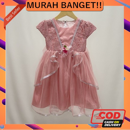 Dress Anak Tangan Serut Umur 1-8 Tahun Dress Anak Perempuan Baju Dres  Gaun Pesta Anak / Baju Dress 