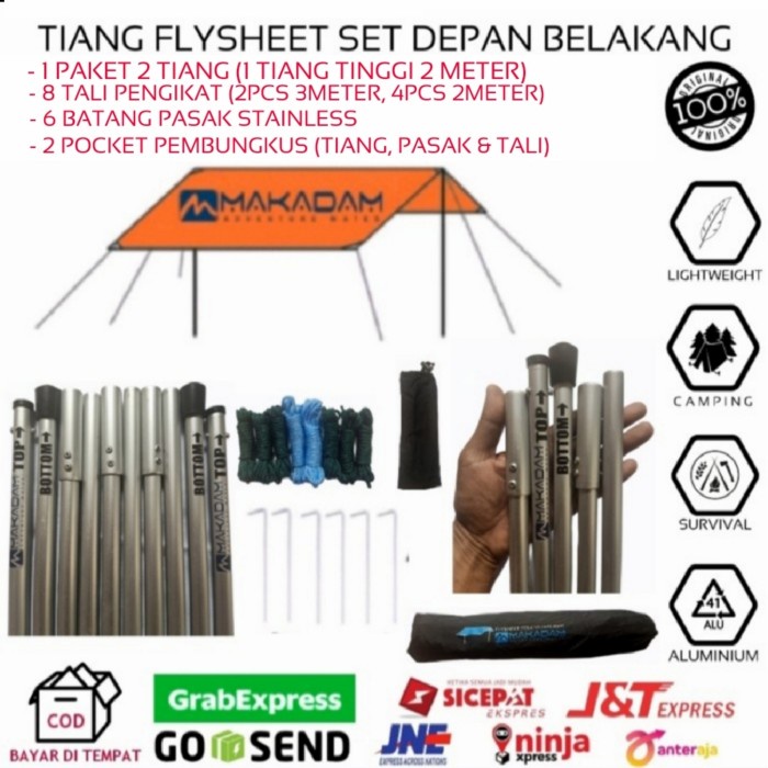 Tenda Camping Tiang Flysheet Tenda Bendera Camping Alimunium Set