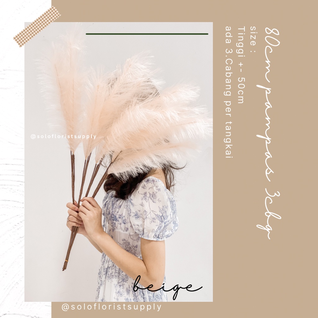 80cm pampas grass 3 cabang artificial bulu daun pampas rumput dekorasi pelaminan dekorasi rustic 110