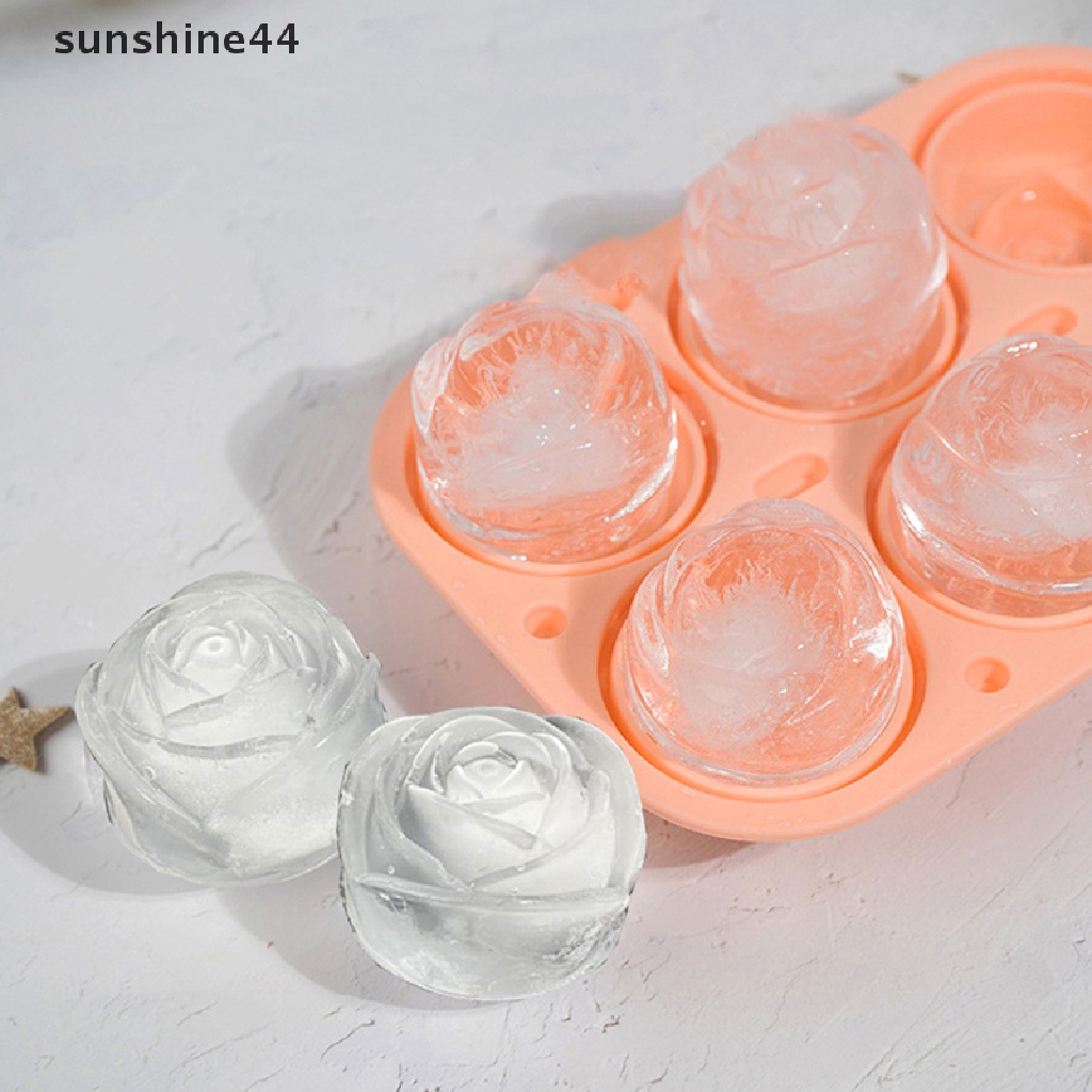 Sunshine Cetakan Es Batu / Mousse / Kue DIY Bentuk Bunga Mawar 6 Lubang Bahan Silikon