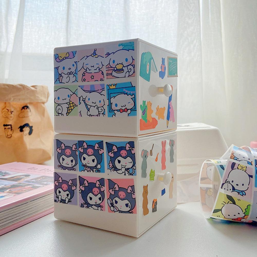 Mxbeauty Album Stiker Hias DIY Cinnamoroll Kuromi Scrapbook Alat Tulis Handphone Label Kartun