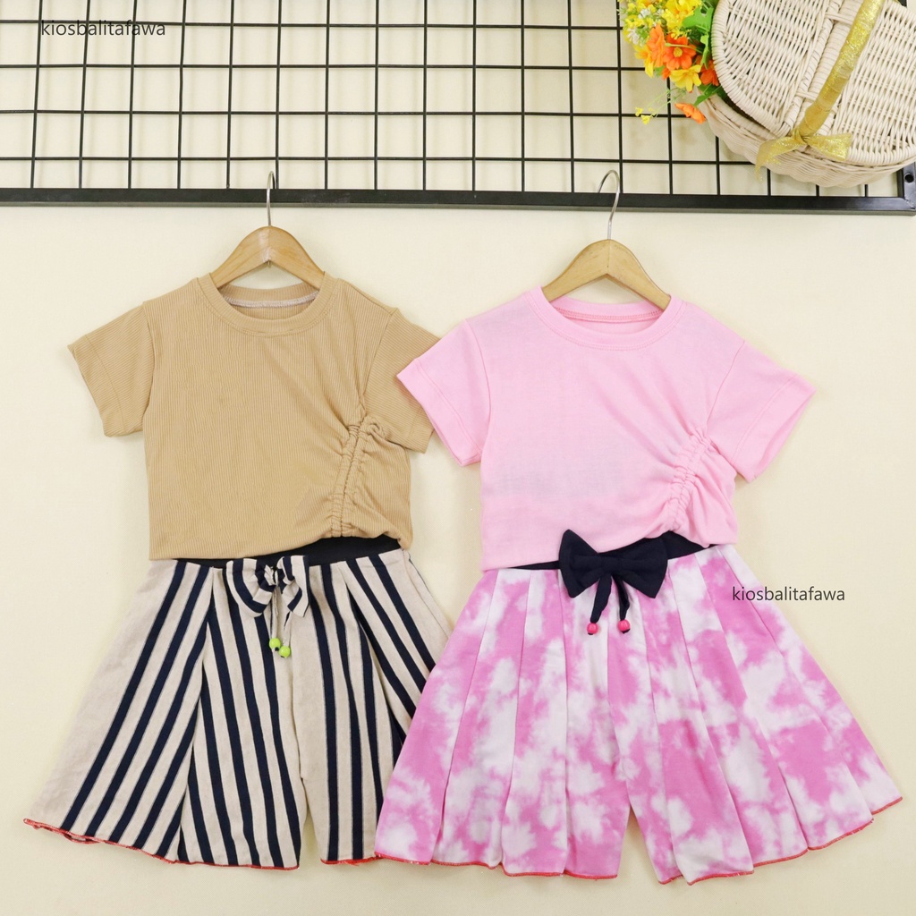 Setelan Mixed Berry uk 2-5 Tahun / Set Kaos Knit Anak Perempuan Baju Serut Anak Cewek Rok Celana Balita 2-5 Years Babycinnamon